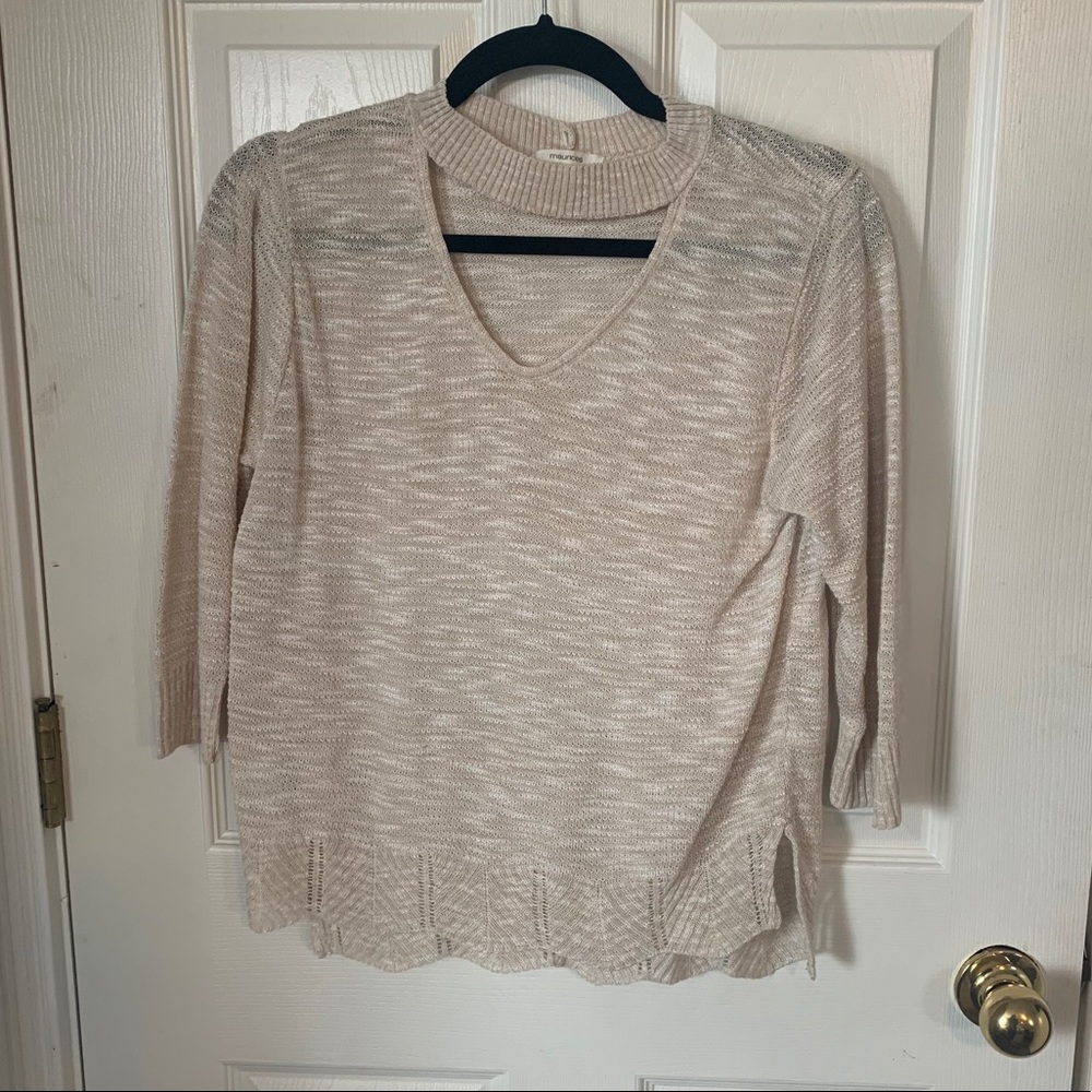 Cream Sweater w/ cutout neck